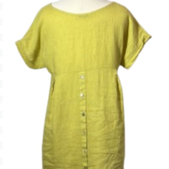 NWOT Terzo Millennio linen high-low top blouse shirt lime green flowy loose S - Picture 4 of 5